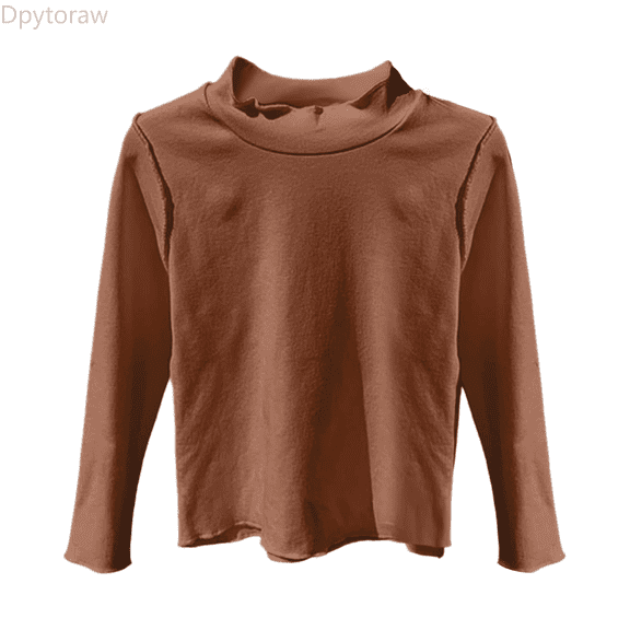 Dpytoraw Girls Long Sleeve Tops Cute Semi High Neck Blouse Stylish Basic Tee Comfortable Casual Shirt For Toddler Kids Soft Breathable Fabric Winter Toddler Girl Tops Size Brown 3-4 Years