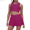 thumbnail image 1 of Dpytoraw Girls Outfits & Set Toddler Playwear Active Summer Outfit Vest Romper Casual Sports Clothes For Kids Age 4 7 Comfortable Stretchy Waist Spring floral girls matching sets Size Pink S, 1 of 5