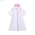thumbnail image 1 of Dpytoraw Girls Romper Jumpsuit For Toddlers Hooded Swimsuit Cover Up For Beach And Bathtime Embroidered Crab Design Ideal For Ages 18 Months To 6 Years Girls Romper Pants Size 18-24 Months, 1 of 4