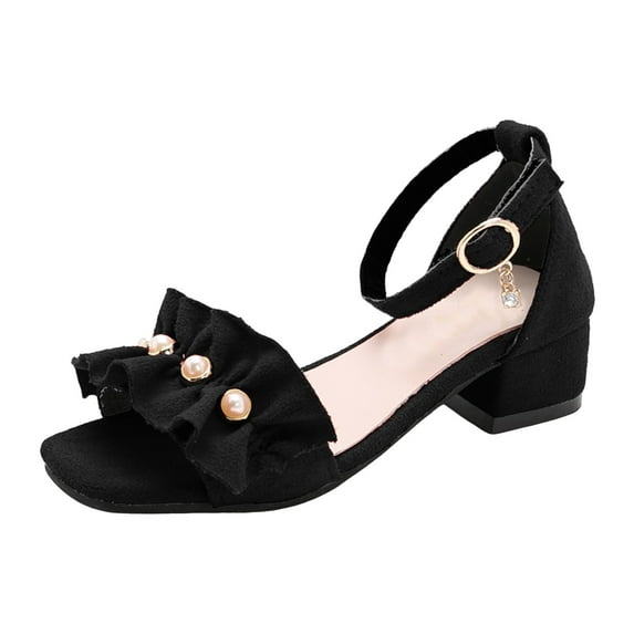 Dpytoraw Girls Sandals Ankle Strap Low Heel Dress Wedding Party Shoes for Little Kid/Big Kid Size 11