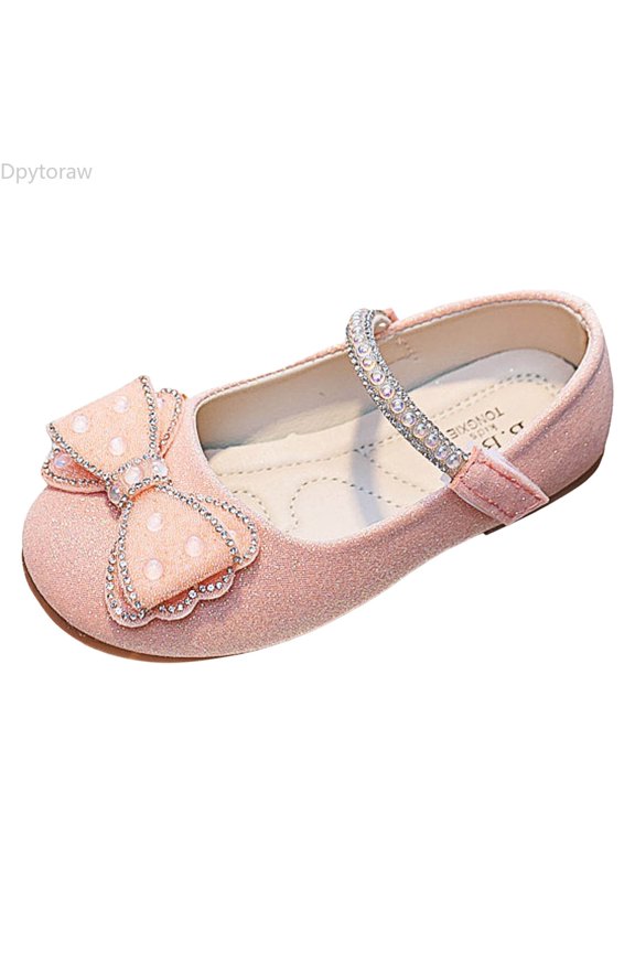 Girls Sandals Fashion New Pattern Bow Decoration Flat Bottom Comfortable And Lightweight Hook Loop Princess Shoes Childrens Flat Sole Sandals Size US:11.5