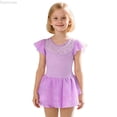 thumbnail image 1 of Dpytoraw Girls Short Sleeve Ballet Romper With Sparkly Skirt For Dance Practice And Performance Toddler Girls Leotards Size 5-6 Years, 1 of 4