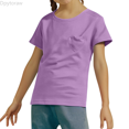 thumbnail image 1 of Dpytoraw Girls Short Sleeve Heart Pocket T Shirts Casual Tee Tops Blouse (2 12 Years) Summer Girl Tops Size Purple 12-13 Years, 1 of 5