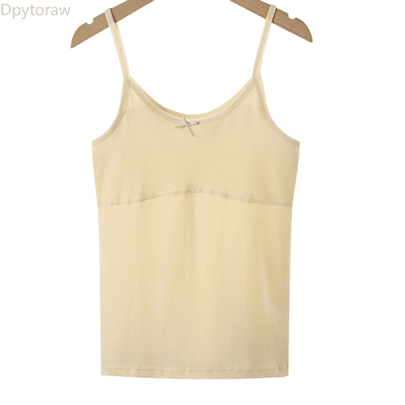 Dpytoraw Girls Soft Stretch Training Camisole Undershirt Comfort Fit Seamless Layering Top For Everyday Wear Girl Vest Size Beige 10-12 Years