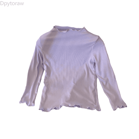 Dpytoraw Girls Solid Color Collar Long Sleeve Blouse Ruffle Trim Layering Tee Shirt For Toddler And Kids Fashion Top Girls Top Size Purple 9-10 Years