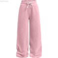 thumbnail image 1 of Dpytoraw Girls Straight Leg Sweatpants Elastic Waistband Drawstring Pants for Play Everyday Pink Size 11-12 Years, 1 of 4
