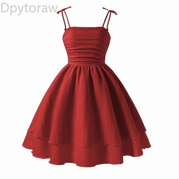 Dpytoraw Girls Summer Dress Solid Color Bow Tie Strap Cute Casual Party Outfit Toddler Kids Clothing Comfortable Breathable Girls Summer Dresses Size 8 Years