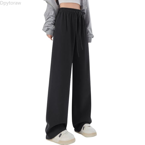 Dpytoraw Girls' Sweatpants Wide Leg Drawstring Casual Kids Joggers Open Bottom Loose Solid Teen Pants Size 150/S