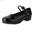 thumbnail image 1 of Dpytoraw Girls Tap Shoes Toddler Dance Shoes PU Leather Easy Strap(Toddler/Little Kid/Big Kid) Girls Athletic Shoes Size Black 8-9 Years, 1 of 3