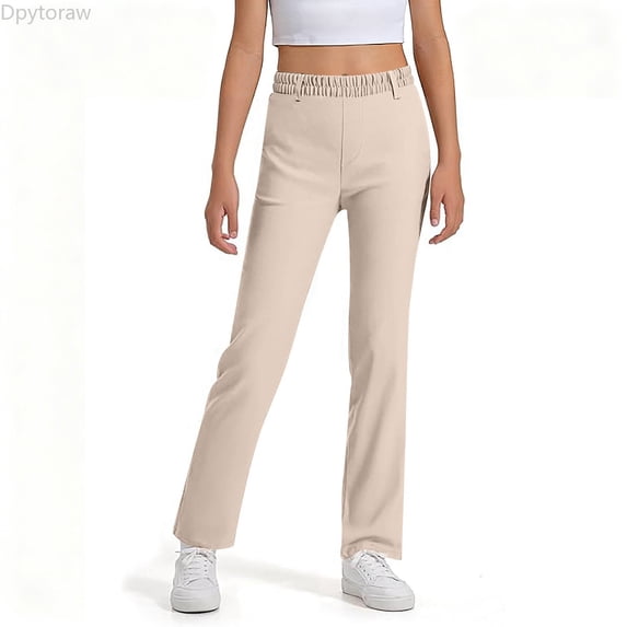 Dpytoraw Girls Uniform Pants Kids Dress Pants High Stretchy with Pockets Size 7-8 years