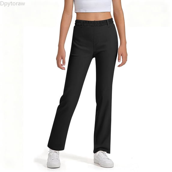 Dpytoraw Girls Uniform Pants Kids Dress Pants High Stretchy with Pockets Size 9-10 years
