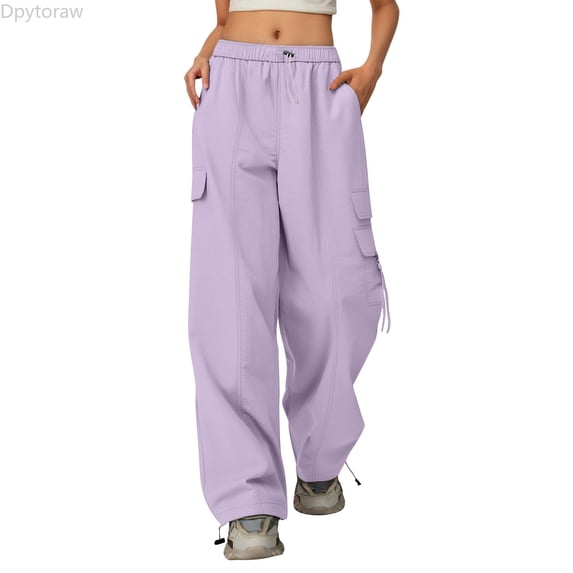 Dpytoraw Girls Wide Leg Sweatpants Cargo Pants High Waisted Baggy Causal Loose Kids Elastic Waistband Pants Joggers Size XL/160