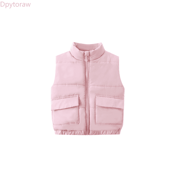 Dpytoraw Girls Winter Vest Padded Quilted Sleeveless Jacket Warm Thickened Outerwear For Kids Toddler Age 1 8 Years Casual Outfit Girl Vest‌ Size Pink 3-4 Years