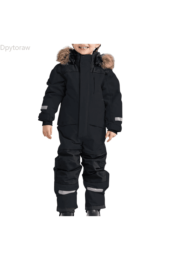 Glow In The Dark Kids Water Snowsuit Insulated Jumpsuit For Cold Weather Outdoor Winter Play And Activities Back to school outfits 2026 Size Black 8-9 Years