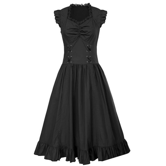 Dpytoraw Gothic Ruffled Dress Women’s Work Office Appropriate Dresses