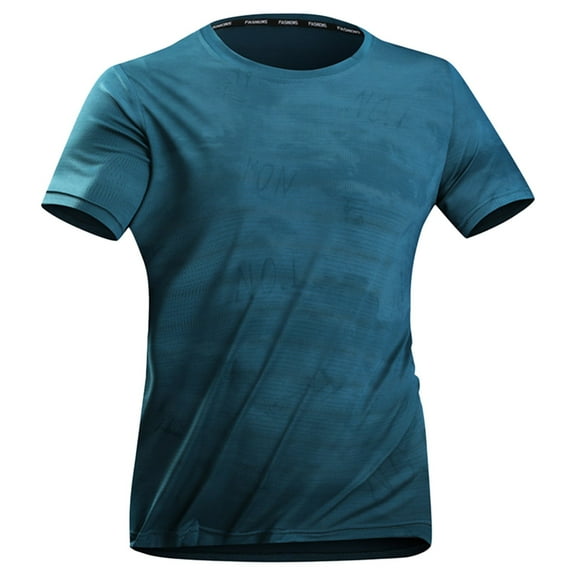 Dpytoraw Ice Silk Quick Drying Absorbing Breathable Sports Sweat Wicking Fitness Men Casual Loose Comfortable Trendy Round Neck Short Sleeved T Shirt Oversized T-Shirts Men Blue L