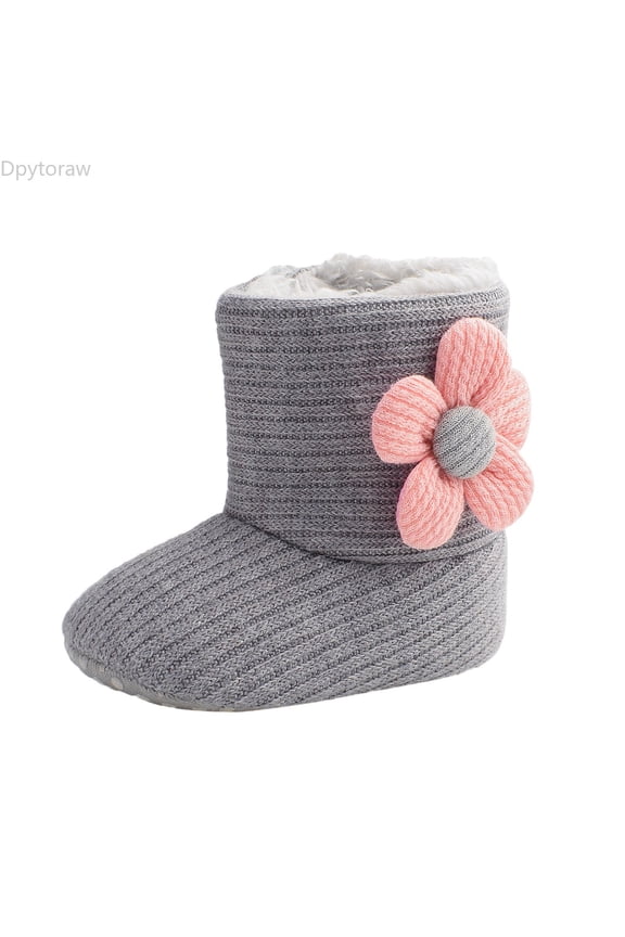 Infant Babys Girls Autumn Winter Sun Flower Baby Shoes Babys Cotton Boots Warm Toddler Shoes Baby Non Slip Shoes Size 4