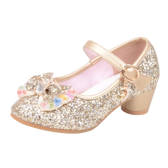 Dpytoraw Infant Kids Baby Girls Pearl Crystal Bling Bowknot Single Princess Shoes Sandals Baby Walking Shoes Size Gold US:10
