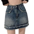 thumbnail image 1 of Dpytoraw Jeans Trouser Skirt Women's Summer High Waist Trouser Skirt Casual Jeans Skirt With Short Trousers A Line Button Culottes Trousers Elegant Plus Size Work Skirts for Women Blue, 1 of 5
