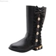 thumbnail image 1 of Dpytoraw Kids Baby Girls Princess Shoes Fashion Bowkont Lace Knee Boots Infant Athletic Shoes Size 11, 1 of 2
