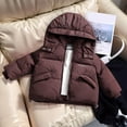 thumbnail image 1 of Dpytoraw Kids Boys Girls Autumn Winter Solid Color Rounded Neck With Hat Coat Warm And Windproof Down Jacket Size 3-4 Years, 1 of 4
