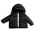 thumbnail image 1 of Dpytoraw Kids Boys Girls Autumn Winter Solid Color Rounded Neck With Hat Coat Warm And Windproof Down Jacket Size 4-5 Years, 1 of 5