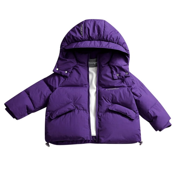 Dpytoraw Kids Boys Girls Autumn Winter Solid Color Rounded Neck With Hat Coat Warm And Windproof Down Jacket Size 7-8 Years