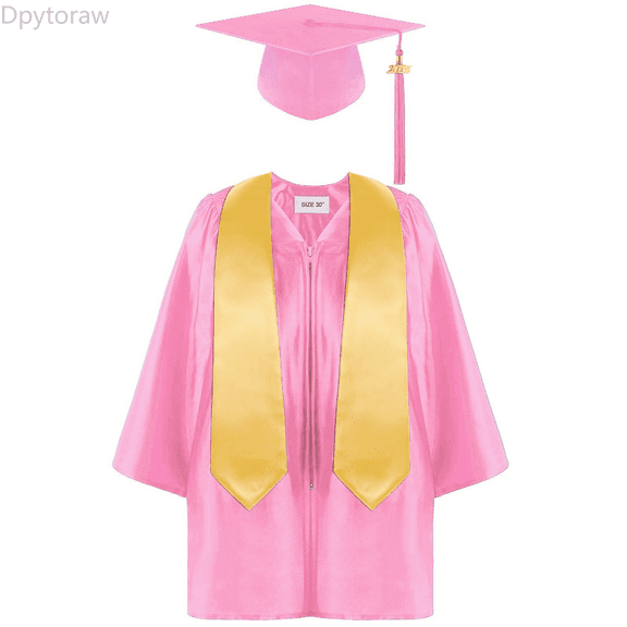 Dpytoraw Kids Boys Girls Unisex Preschool Kindergarten Graduation Gown Cap Set With Tassel And Graduation Sash For Child Size Back To School Tops 2026 Size Pink 2-3 Years