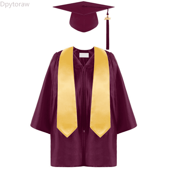 Dpytoraw Kids Boys Girls Unisex Preschool Kindergarten Graduation Gown Cap Set With Tassel And Graduation Sash For Child Size Back To School Tops 2026 Size Red 2-3 Years