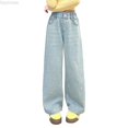 thumbnail image 1 of Dpytoraw Kids Distressed Baggy Wide Leg Jeans Elastic Waist Loose Denim Pants Blue Size 5-6 Years, 1 of 6