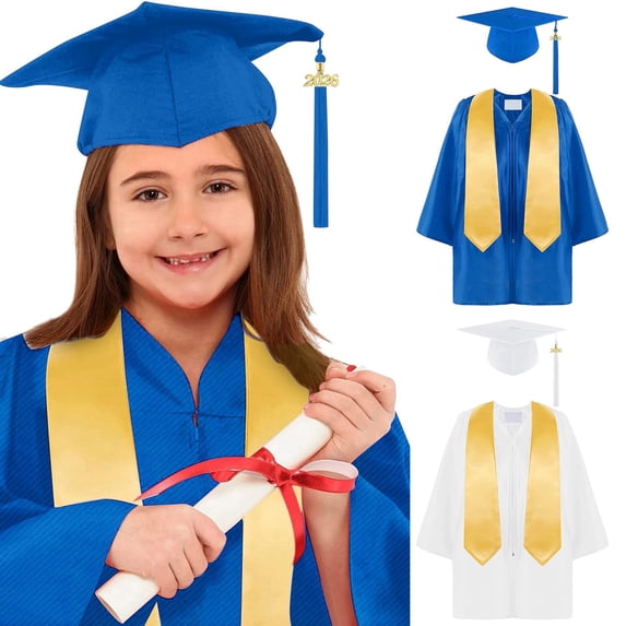 Dpytoraw Kids Graduation Cap and Gown Set, Preschool & Kindergarten Graduation Outfit with Tassel Size 10-12 Years