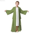 thumbnail image 1 of Dpytoraw Kids Muslim Chiffon Abaya For Girls Open Front Cardigan Dress Robe Girls Dresses Size 7-8 Years, 1 of 3