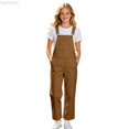 thumbnail image 1 of Dpytoraw Kids Solid Overalls Casual Suspender Pants with Pocket for Boys and Girls Brown Size 7-8 Years, 1 of 4