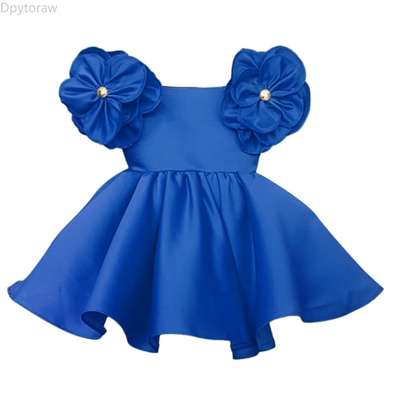 Dpytoraw Kids Toddler Baby Girls Spring Summer Flower Cotton Short Sleeve Party Princess Dress Clothes Girls Floral Dresses Size 4-5 Years
