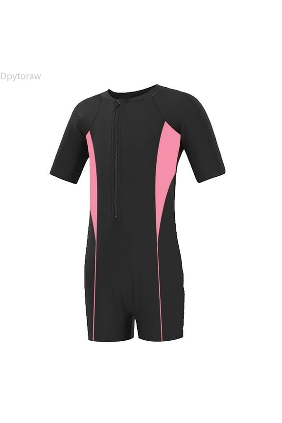 Kids Wetsuit for Boys Girls Toddler Suits Front Zip Swimsuits for Swimming Diving Surfing Size Pink 3-7 Years
