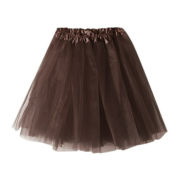Dpytoraw Ladies Soild Color Dress Short Fashion Pleated TUTU Dance Skirt C A
