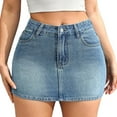 thumbnail image 1 of Dpytoraw Ladies Vintage Do Old Everything With Street Denim Skirt Women’s Sequin Party Mini Skirt Blue, 1 of 5