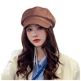 thumbnail image 1 of Dpytoraw Leather Newsboy Cabbie Winter Hat For Women Beret Hat Hat Cabbie Painter Cap, 1 of 4