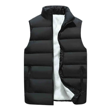 Dpytoraw Male Autumn And Winter Vest Solid Color Zipper Stand Collar Rib Jacket