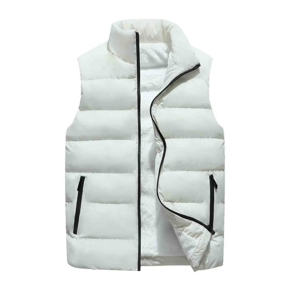 Dpytoraw Male Autumn And Winter Vest Solid Color Zipper Stand Collar Rib Jacket