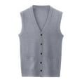 thumbnail image 1 of Dpytoraw Male Autumn And Winter Single Buckle Sweater Vest Vest V Neck Pure Color Wool Collarless Shirt Combined Body Type Non Hooded Vest Sweater Vest, 1 of 5