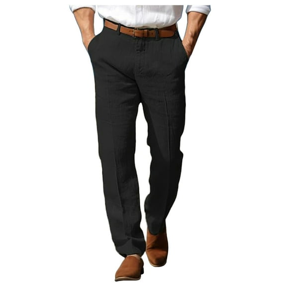 Dpytoraw Male Dress Pants Trousers Summer Pants Beach Pants Front Pocket Straight Leg Plain Comfort Breathable Formal Business Holiday Fashion Basic Pant