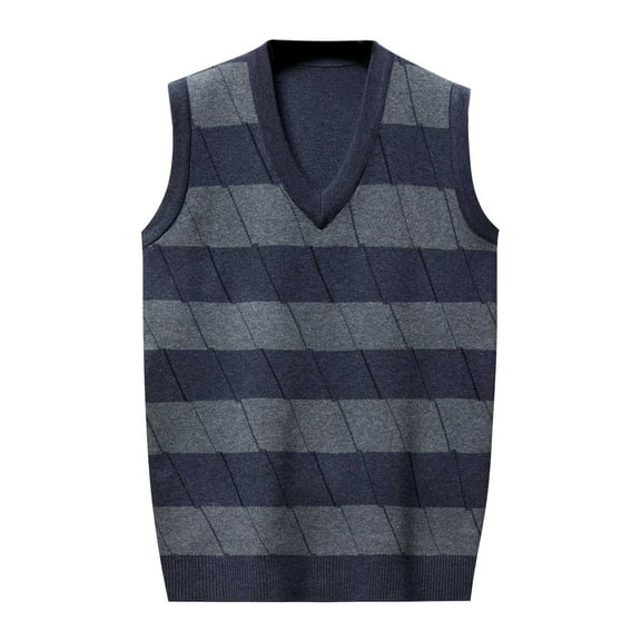 Dpytoraw Male Knitted Vest Vest V Neck Sleeveless Padded Sweater Vest