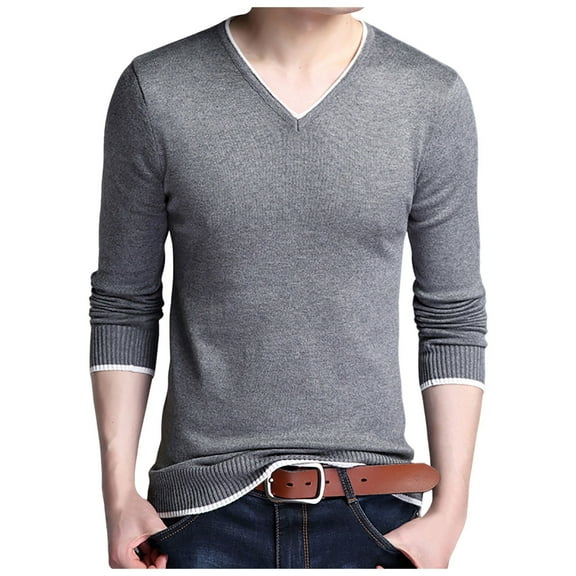 Dpytoraw Male Knitwear V Neck Sweaters Fashionable Slim Fit Men's Base