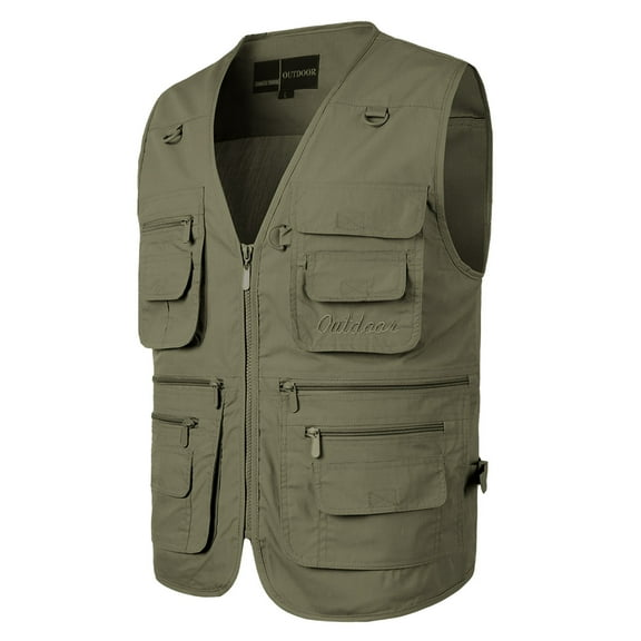 Dpytoraw Male Pocket Outdoor Loose Casual Vest