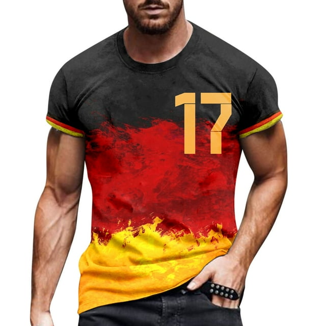 Dpytoraw Male Print Germany Theme Number Casual Crewneck Graphic Plus