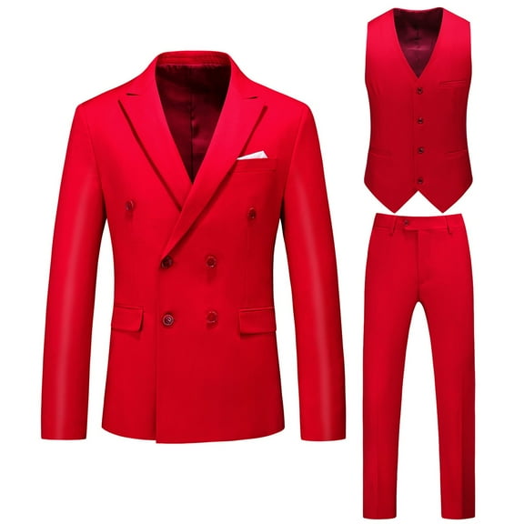Dpytoraw Male Slim Fit Business Wedding Party Suit Top And Bottom Three Piece Set Double Suit
