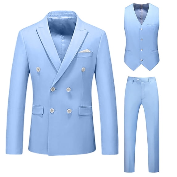 Dpytoraw Male Slim Fit Business Wedding Party Suit Top And Bottom Three Piece Set Double Suit