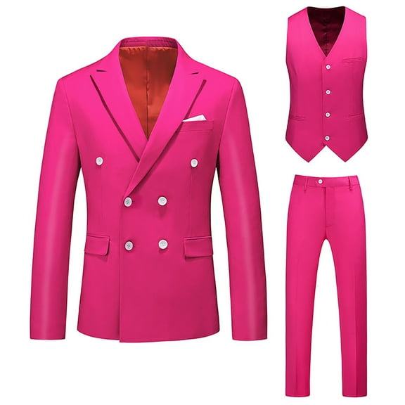 Dpytoraw Male Slim Fit Business Wedding Party Suit Top And Bottom Three Piece Set Double Suit