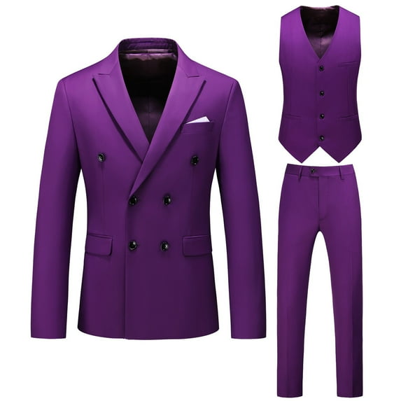 Dpytoraw Male Slim Fit Business Wedding Party Suit Top And Bottom Three Piece Set Double Suit